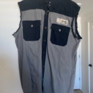 Men's Sleeveless Work Shirt - Gray/Black